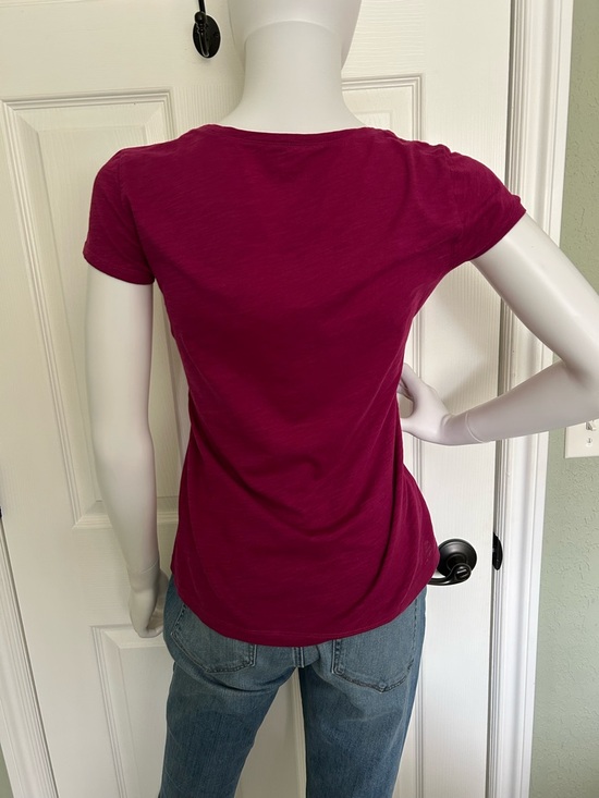 LOFT Short Sleeve Scoop Neck Tee in Raspberry - Picture 2 of 4
